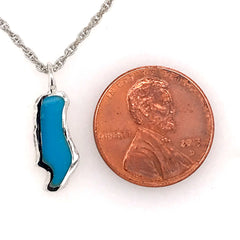 Small Silver Donner Lake Pendant with Turquoise