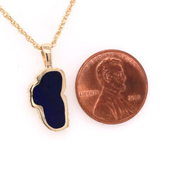 Medium 14 Karat Yellow Gold Lake Tahoe Pendant with Lapis.
MEASURES 5