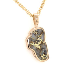 Large 14KT Yellow Gold Lake Tahoe Pendant with Gold Quartz