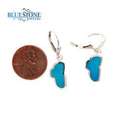 Medium Silver Turquoise Lake Tahoe Lever Back Earrings