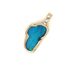 Medium 14 Karat White Gold Lake Tahoe Pendant with Australian Opal.
M