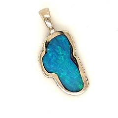 Medium 14 Karat White Gold Lake Tahoe Pendant with Australian Opal.
M