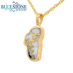 Large 14KT Yellow Gold Lake Tahoe Pendant with Gold Quartz