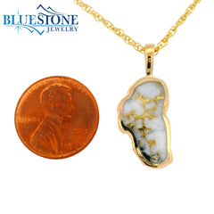 Large 14KT Yellow Gold Lake Tahoe Pendant with Gold Quartz