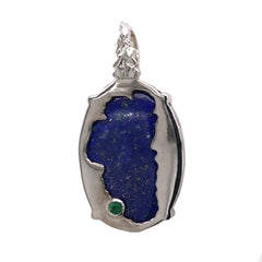 Large Sterling Silver Lake Tahoe/Bear Pendant (reversible) with Lapis