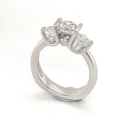 18K White Gold 3 Stone Engagement Ring