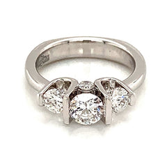 18K White Gold 3 Stone Engagement Ring