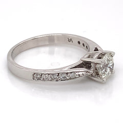 18K White Gold Engagement Ring w/ 0.72ct Round Diamond Center Stone