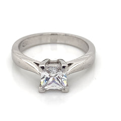 14 Karat White Gold Engagement Ring with CZ- Special Order Only