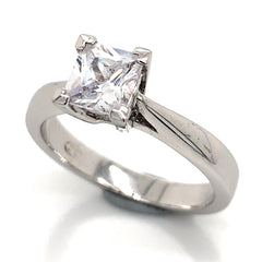 14 Karat White Gold Engagement Ring with CZ- Special Order Only