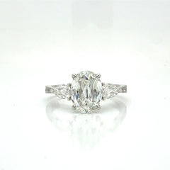 14K White Gold Engagement Ring w/ a 1.41ct Specialty Oval Cut LG Diamond(size 6)