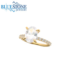 14KYG Engagement Pave Ring w/ 2.00ct Oval LAB Diamond- Size 6.75