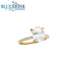 14KYG Engagement Pave Ring w/ 2.00ct Oval LAB Diamond- Size 6.75