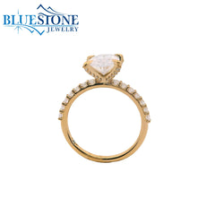 14KYG Engagement Pave Ring w/ 2.00ct Oval LAB Diamond- Size 6.75