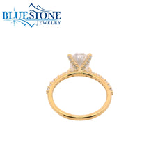 14KYG Engagement Pave Ring w/ 2.00ct Oval LAB Diamond- Size 6.75