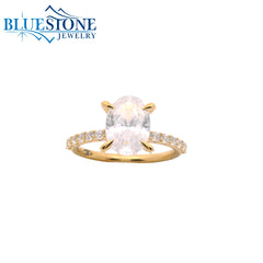 14KYG Engagement Pave Ring w/ 2.00ct Oval LAB Diamond- Size 6.75