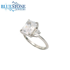 14KWG Engagement Ring w/ 3.00ct Emerald LAB Diamond- Size 6.5