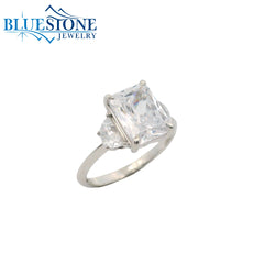 14KWG Engagement Ring w/ 3.00ct Emerald LAB Diamond- Size 6.5