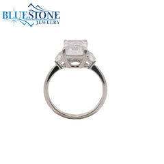 14KWG Engagement Ring w/ 3.00ct Emerald LAB Diamond- Size 6.5