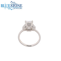 14KWG Engagement Ring w/ 3.00ct Emerald LAB Diamond- Size 6.5