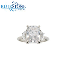 14KWG Engagement Ring w/ 3.00ct Emerald LAB Diamond- Size 6.5