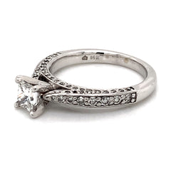 14K White Gold Engagement Ring w/ 0.50ct Princess Cut Diamond