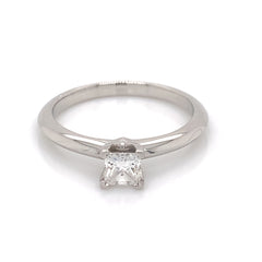 Tiffany & Co. Platinum Engagement Ring with 0.32 Carat Princess Cut Diamond