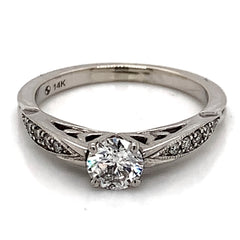 14K White Gold Engagement Ring w/ a 0.46 Carat Round Diamond