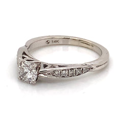 14K White Gold Engagement Ring w/ a 0.46 Carat Round Diamond
