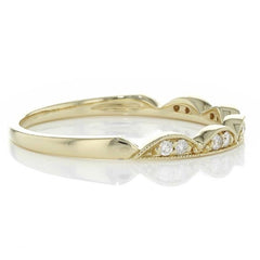 14K Yellow Gold Crown Wedding Band with Diamonds- Size 7