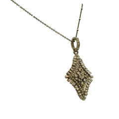 Sterling Silver Diamond Shaped Pendant with Diamonds and Chain- 20 Inches