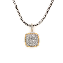 Sterling Silver & 14K Yellow Gold Diamond Pendant - 18" Petite Weight