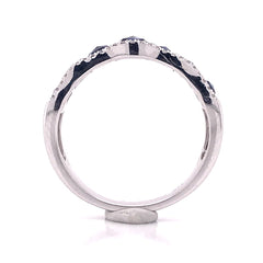 14KWG Ring Band w/ Blue Sapphires & Diamonds - Sz 7