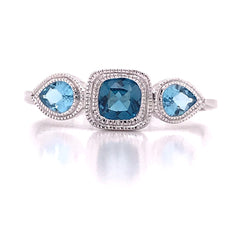 14KWG Ring w/ Swiss & London Blue Topaz - size 6