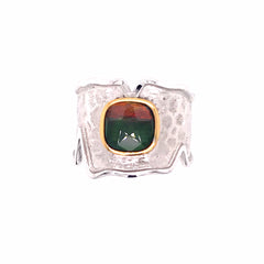 Sterling Siilver Ammolite & 14k Yellow Gold Vermeil Ring