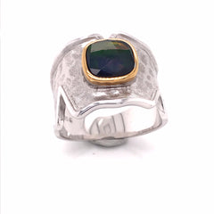 Sterling Siilver Ammolite & 14k Yellow Gold Vermeil Ring