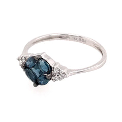 14 Karat White Gold Ring w/ 5 Sapphires and Diamonds - Sz 6
