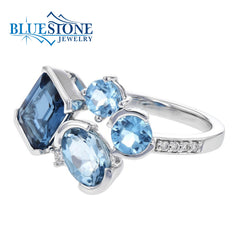 14K White Gold Topaz and Diamond Ring
