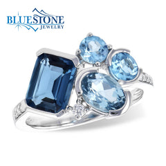 14K White Gold Topaz and Diamond Ring