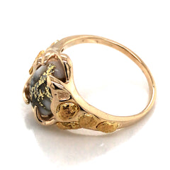 14K Yellow Gold Ring w/ Gold Quartz & Gold Nuggets(size 6.75)