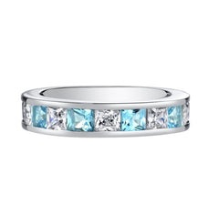 Sterling Silver Topaz and CZ Ring- size 7