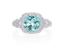 Sterling Silver Tourmaline and CZ Ring- size 7