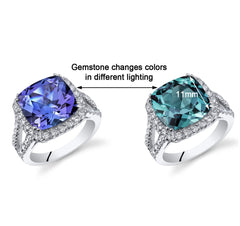 Silver Ring with Alexandrite and CZs -Size 7