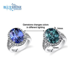 Silver Ring with Alexandrite and CZs -Size 8