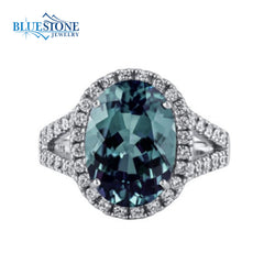 Silver Ring with Alexandrite and CZs -Size 8