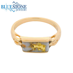14K Yellow Gold Ring w/ Gold Quartz - Size 7.25