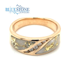 14 Karat Yellow Gold Diamond and Gold Quartz Ring