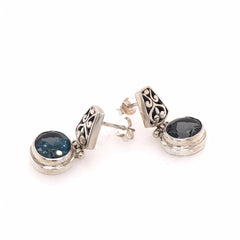 Silver London Blue Topazs Earrings