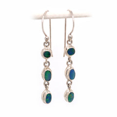 Sterling Silver Small Australian Opals Wire Earrings