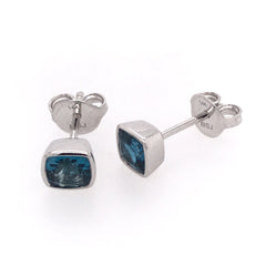 14 Karat White Gold Earrings with London Blue Topaz